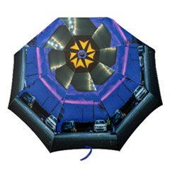 Night Scene Gas Station Building, Montevideo, Uruguay Folding Umbrellas by dflcprintsclothing