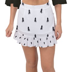 Riding Bike Motif Print Pattern Fishtail Mini Chiffon Skirt by dflcprintsclothing