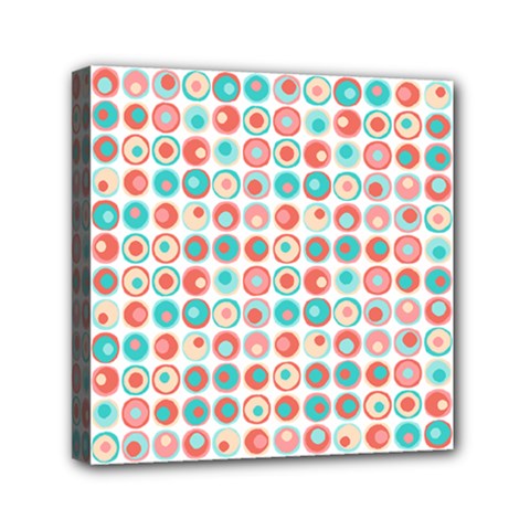 Aqua Coral Circles Mini Canvas 6  X 6  (stretched) by CuteKingdom