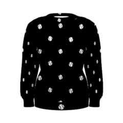 Black And White Baseball Motif Pattern Women s Sweatshirt by dflcprintsclothing