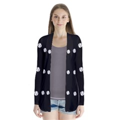 Black And White Baseball Motif Pattern Drape Collar Cardigan by dflcprintsclothing