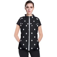Black And White Baseball Motif Pattern Women s Puffer Vest by dflcprintsclothing