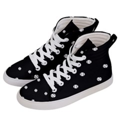 Black And White Baseball Motif Pattern Women s Hi-top Skate Sneakers by dflcprintsclothing