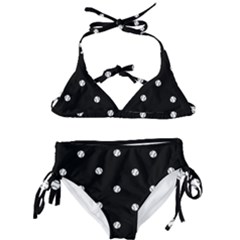 Black And White Baseball Motif Pattern Kids  Classic Bikini Set by dflcprintsclothing
