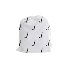 Black And White Cricket Sport Motif Print Pattern Drawstring Pouch (medium) by dflcprintsclothing