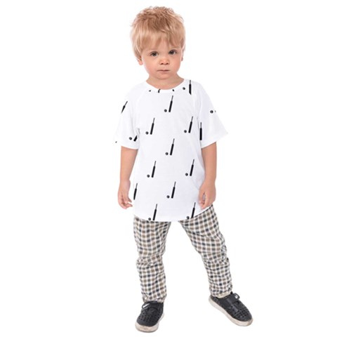 Black And White Cricket Sport Motif Print Pattern Kids  Raglan Tee by dflcprintsclothing