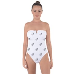 American Football Ball Motif Print Pattern Tie Back One Piece Swimsuit by dflcprintsclothing