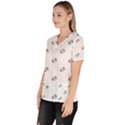American Football Ball Motif Print Pattern Women s V-Neck Scrub Top View2