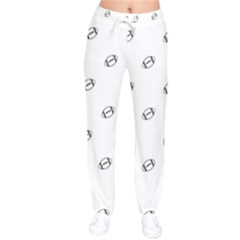 American Football Ball Motif Print Pattern Women Velvet Drawstring Pants by dflcprintsclothing