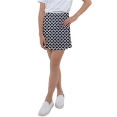 Black And White Triangles Pattern, Geometric Kids  Tennis Skirt by Casemiro