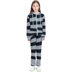 Striped Black And Grey Colors Pattern, Silver Geometric Lines Kids  Tracksuit by Casemiro