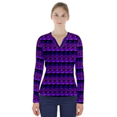 Violet Retro V-neck Long Sleeve Top by Sparkle