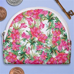 Pink Flowers Horseshoe Style Canvas Pouch by goljakoff