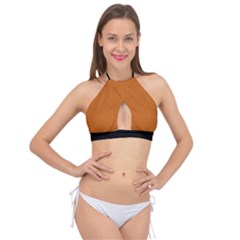 Alloy Orange & Black - Cross Front Halter Bikini Top by FashionLane