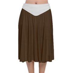 Brunette Brown & White -  Velvet Flared Midi Skirt by FashionLane