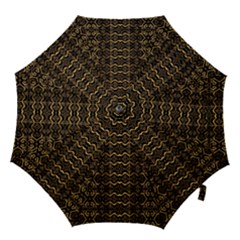 Luxury Golden Oriental Ornate Pattern Hook Handle Umbrellas (medium) by dflcprintsclothing