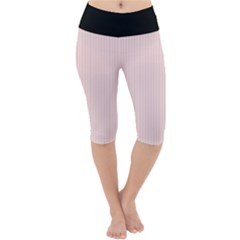 Soft Bubblegum Pink & Black - Lightweight Velour Cropped Yoga Leggings by FashionLane