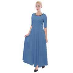 Air Force Blue & Black - Half Sleeves Maxi Dress by FashionLane