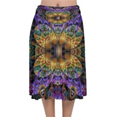 Fractal Illusion Velvet Flared Midi Skirt by Sparkle