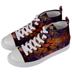 Fractal Flower Women s Mid-top Canvas Sneakers by Sparkle