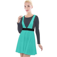 Turquoise - Plunge Pinafore Velour Dress by FashionLane