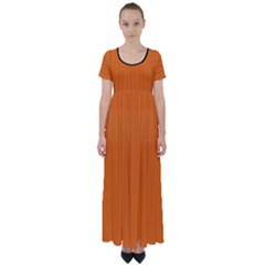 Carrot Orange - High Waist Short Sleeve Maxi Dress by FashionLane