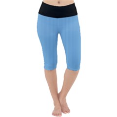 Aero Blue - Lightweight Velour Cropped Yoga Leggings by FashionLane