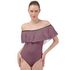 Dull Purple - Off Shoulder Velour Bodysuit  by FashionLane