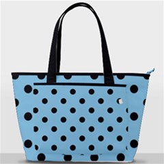 Large Black Polka Dots On Baby Blue - Back Pocket Shoulder Bag  by FashionLane
