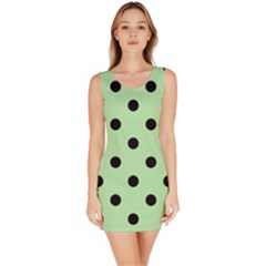Large Black Polka Dots On Pale Green - Bodycon Dress by FashionLane