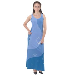 Online Woman Beauty Blue Sleeveless Velour Maxi Dress by Mariart
