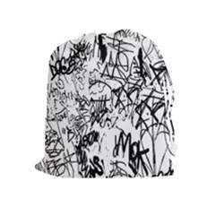 Black And White Graffiti Abstract Collage Drawstring Pouch (xl) by dflcprintsclothing