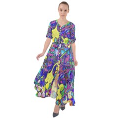 Vibrant Abstract Floral/rainbow Color Waist Tie Boho Maxi Dress by dressshop