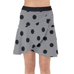 Large Black Polka Dots On Just Grey - Wrap Front Skirt by FashionLane