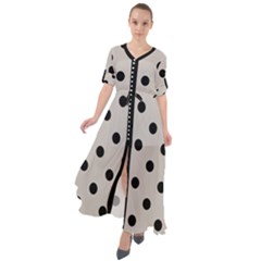 Large Black Polka Dots On Pale Grey - Waist Tie Boho Maxi Dress by FashionLane