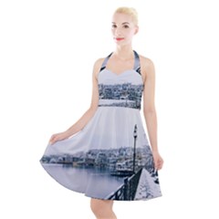 Winter Season Halter Party Swing Dress  by Audy