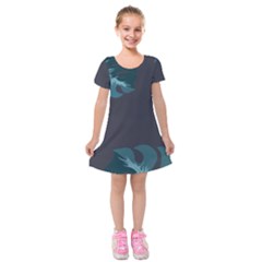 Flower Illustrations Leaves Kids  Short Sleeve Velvet Dress by HermanTelo