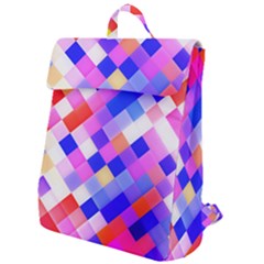 Squares Pattern Geometric Seamless Flap Top Backpack by Dutashop