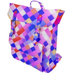Squares Pattern Geometric Seamless Buckle Up Backpack by Dutashop