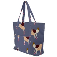 Cute  Pattern With  Dancing Ballerinas On The Blue Background Zip Up Canvas Bag by EvgeniiaBychkova