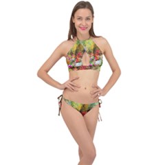 Forest Flowers  Cross Front Halter Bikini Set by ArtsyWishy