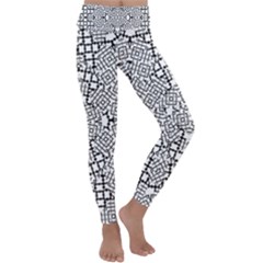 Modern Black And White Geometric Print Kids  Lightweight Velour Classic Yoga Leggings by dflcprintsclothing