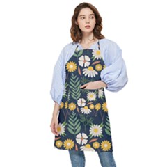 Flower Grey Pattern Floral Pocket Apron by Dutashop