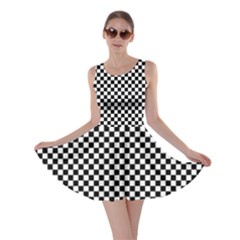 Black And White Checkerboard Background Board Checker Skater Dress by Amaryn4rt