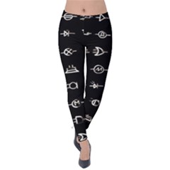 Electrical Symbols Callgraphy Short Run Inverted Velvet Leggings by WetdryvacsLair