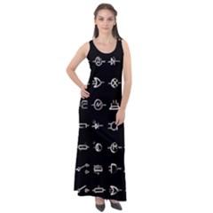 Electrical Symbols Callgraphy Short Run Inverted Sleeveless Velour Maxi Dress by WetdryvacsLair