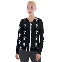 Elder Futhark Rune Set Collected Inverted Velvet Zip Up Jacket by WetdryvacsLair