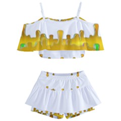 Dripping Paint In Wonderful Colors Kids  Off Shoulder Skirt Bikini by pepitasart