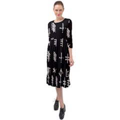 Ogham Rune Set Complete Inverted Ruffle End Midi Chiffon Dress by WetdryvacsLair