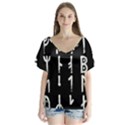 Medieval Runes Collected Inverted Complete V-Neck Flutter Sleeve Top View1